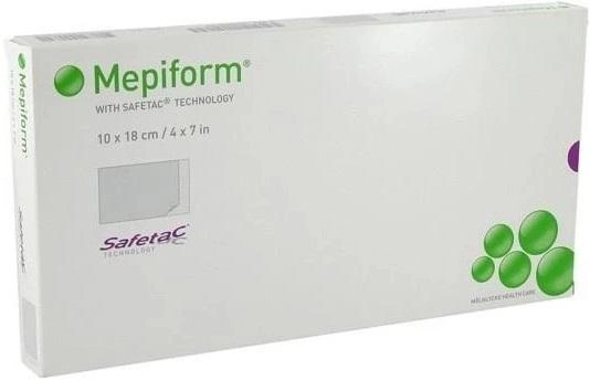 Пластыри Mepiform Safetac для лечения шрамов силиконовые 10 см x 18 см 6 шт (7323190179237) - изображение 1
