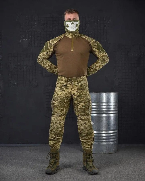 Тактический костюм с усиленными коленями весна/лето штаны+убакс S пиксель (85602) - изображение 1