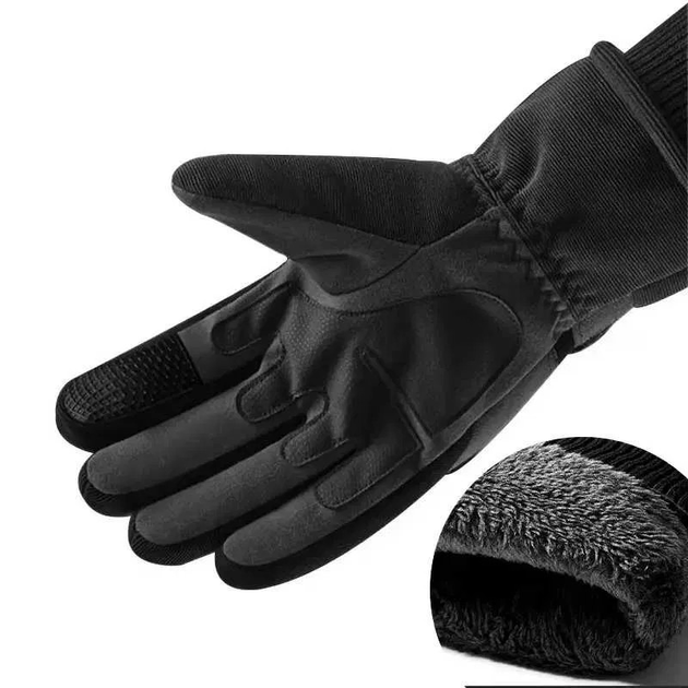 Зимние тактические перчатки Черные XL 24-25 см. - изображение 2