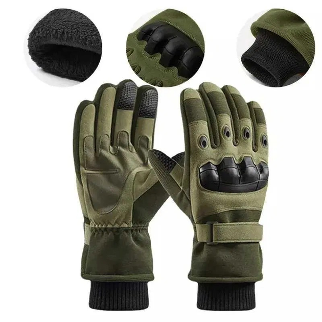 Зимние тактические перчатки Олива XL 24-25 см. - изображение 2