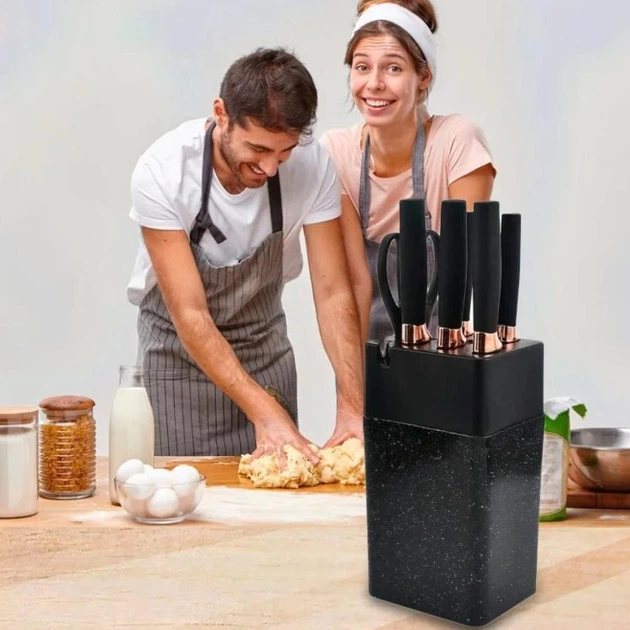 Набор кухонных ножей на подставке Knife Set 7 предметов из нержавеющей стали - изображение 8
