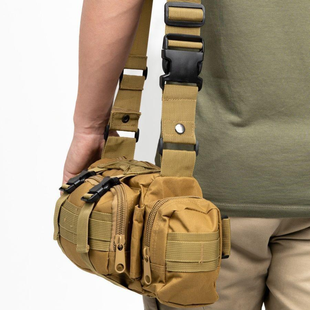 Сумка - подсумок поясная Tactical военная, сумка нагрудная с ремнем на плечо 5 LU-630 литров кордура KordMart (TL271195ws42295) - изображение 2