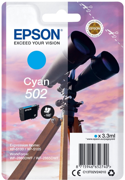 Tusz Epson 502 Cyan (C13T02V24010) - obraz 1