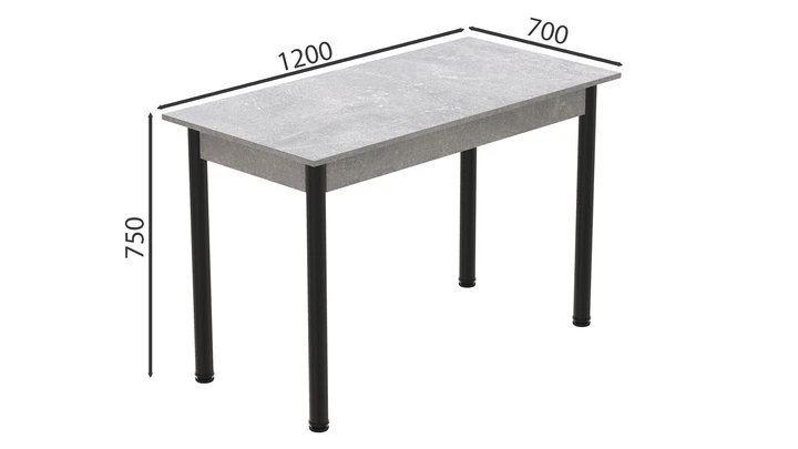 Стол кухонный Ferrum-decor Бенита 75x120x70 Черный ДСП Бетон 16мм (BEN0014) - Фото 3 Стол кухонный Ferrum-decor Бенита 75x120x70 Черный ДСП Бетон 16мм (BEN0014) - изображение 3