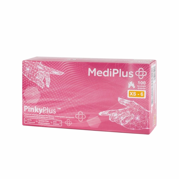 Рукавички нітрилові MediPlus PinkyPlus XS Рожеві 100 шт (00-00000123) - зображення 1