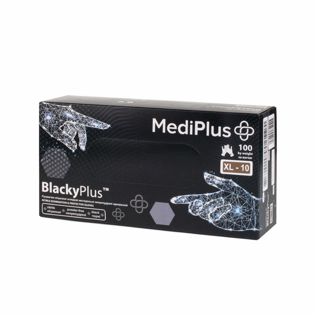 Рукавички нітрилові MediPlus BlackyPlus XL Чорні 100 шт (00-00000128) - зображення 1