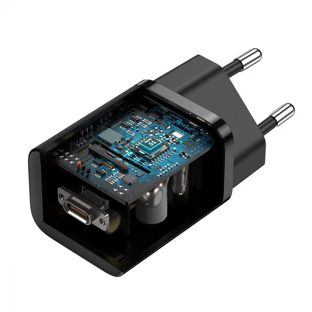 СЗУ Baseus Super Si Quick Charger 1C 25W EU Sets Black（With Mini White Cable Type-C to Type-C 3A 1m Black） TZCCSUP-L01 - изображение 5