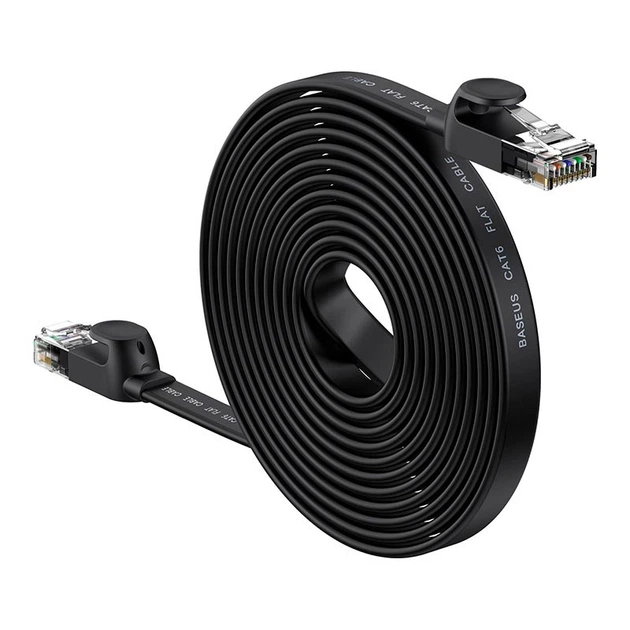 Патч корд мережевий кабель Baseus WKJS000301 High Speed ​​Six types of RJ45 Gigabit network cable (flat cable) | 15m | black - зображення 5