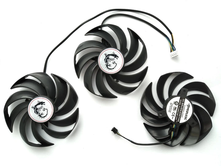 Вентилятор кулер для видеокарты MSI RTX 3060 3070 3080 3090 Ti GAMING X TRIO PowerLogic PLD09210B12HH (PLD09210S12HH) комплект 3 шт (№383.05) - Фото 2 Вентилятор кулер для видеокарты MSI RTX 3060 3070 3080 3090 Ti GAMING X TRIO PowerLogic PLD09210B12HH (PLD09210S12HH) комплект 3 шт (№383.05) - изображение 2