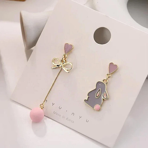 Серьги асимметричные длинные Анна Ясеницька "Beauti Rabbit", разноцветный, 4,5 и 3 см - изображение 2