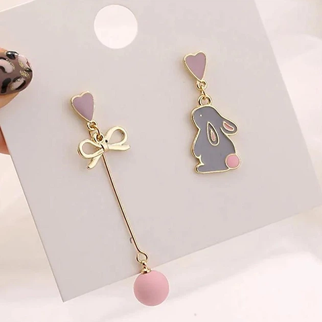 Серьги асимметричные длинные Анна Ясеницька "Beauti Rabbit", разноцветный, 4,5 и 3 см - изображение 3