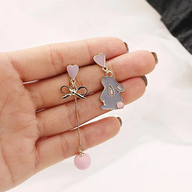 Серьги асимметричные длинные Анна Ясеницька "Beauti Rabbit", разноцветный, 4,5 и 3 см - изображение 6