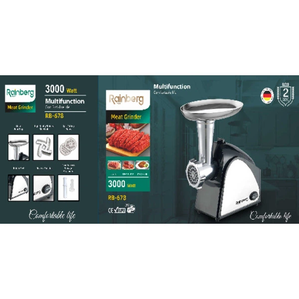 М'ясорубка Rainberg RB-678 3000W + Насадка для ковбас - зображення 5