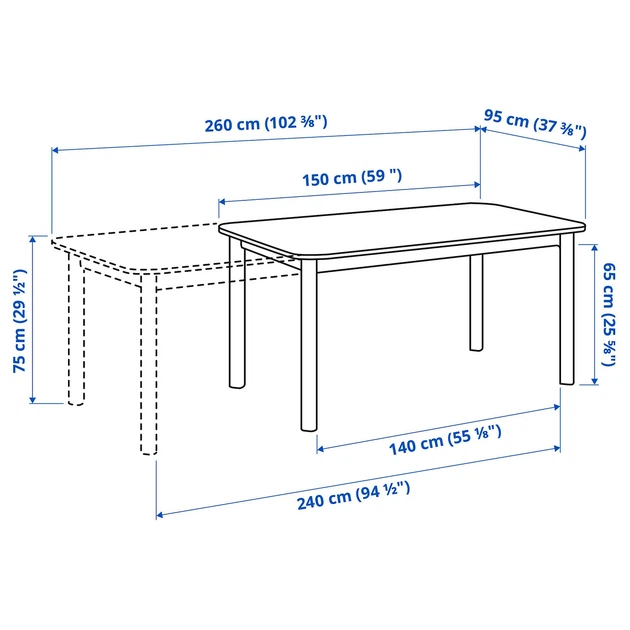 Стіл+4 стільці IKEA STRANDTORP / TOBIAS, білий, прозорий, 150, 205, 260х95 см, 393.886.70 - изображение 5