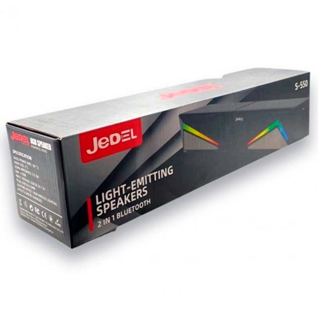 Комп'ютерні стовпчики Jedel S-550 3Wx2, AUX, USB, LED RGB підсвічування, дротові для комп'ютера або ноутбука Чорний - зображення 2