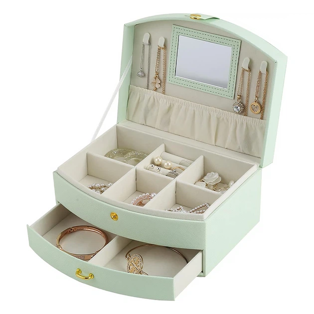 Шкатулка Casegrace SP-01245 Tiffany 20*15*10 для украшений и ювелирных изделий двухуровневая с зеркалом - Фото 1 Шкатулка Casegrace SP-01245 Tiffany 20*15*10 для украшений и ювелирных изделий двухуровневая с зеркалом - изображение 1