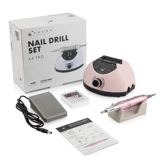 Фрезер для маникюра Bucos Nail Drill X4 PRO SMOOTH PINK 65 Ватт, 35 000 об./мин. - Фото 7 Фрезер для маникюра Bucos Nail Drill X4 PRO SMOOTH PINK 65 Ватт, 35 000 об./мин. - изображение 7