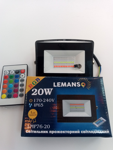 LED Прожектор світлодіодний Lemanso 20Вт RGB LMP76-20 - зображення 5