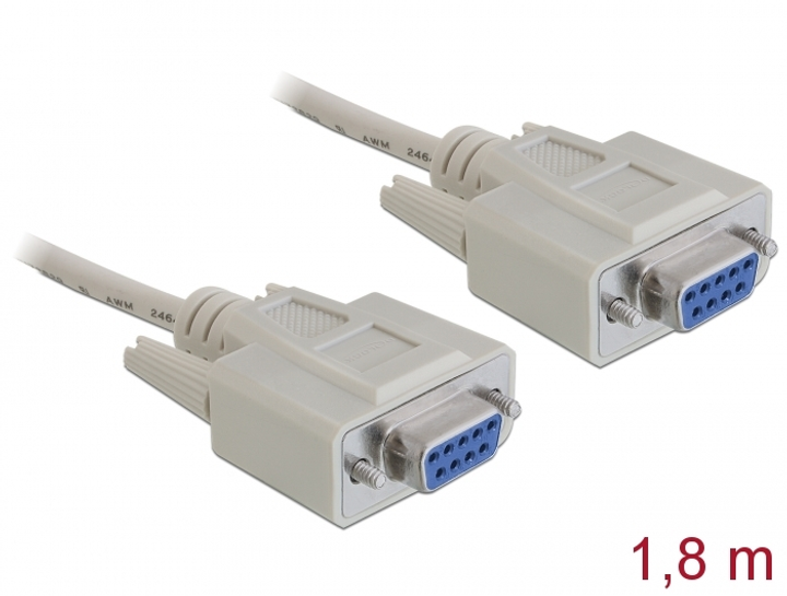 Kabel DELOCK Null Modem RS-232 D-Sub 9 1.8 m (4043619840779) - obraz 1