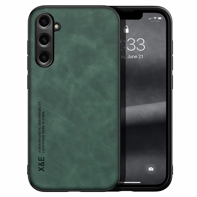 Кожаный чехол - накладка X&E для Samsung Galaxy M55 с металлической вставкой green - Фото 2 Кожаный чехол - накладка X&E для Samsung Galaxy M55 с металлической вставкой green - изображение 2