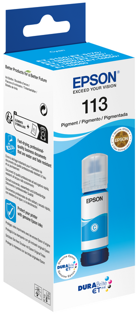 Tusz Epson EcoTank 113 Pigment Cyan ink Bottle 70 ml (C13T06B240) - obraz 2