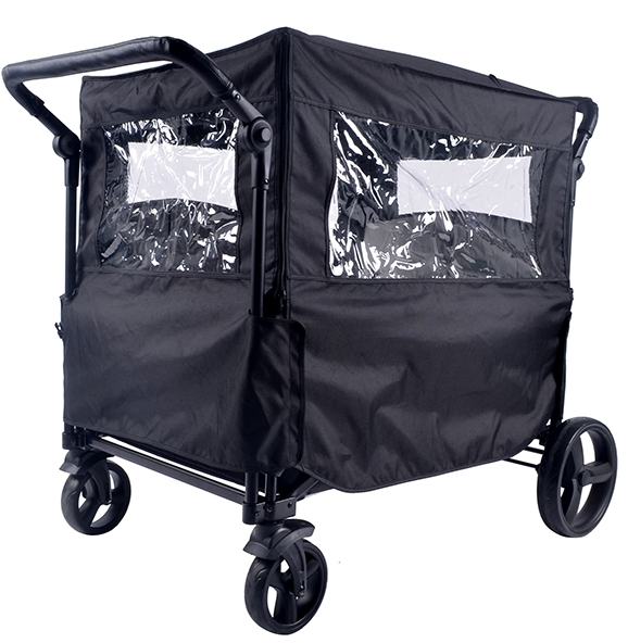 Osłona przeciwdeszczowa BabyTrold Fun Trolley Rain Cover z oknami czarna (5704211721710) - obraz 1