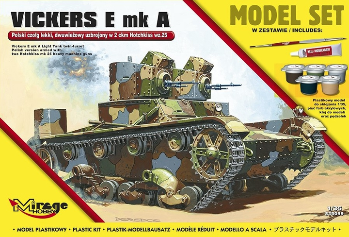 Model do składania Mirage Hobby Viskers E mk A Polski Czołg Lekki Dwuwieżowy 1:35 (5901463835992) - obraz 1