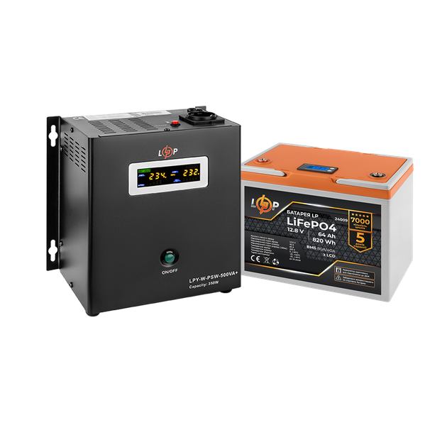 Комплект резервного питания LP (LogicPower) ИБП + литиевая (LiFePO4) батарея (UPS W500+ АКБ LiFePO4 819W) - Фото 1 Комплект резервного питания LP (LogicPower) ИБП + литиевая (LiFePO4) батарея (UPS W500+ АКБ LiFePO4 819W) - изображение 1