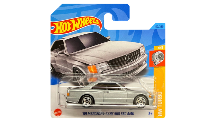Машинка Базовая Hot Wheels '89 Mercedes-Benz 560 SEC AMG Turbo 1:64 HKK85 Metallic Silver - изображение 2