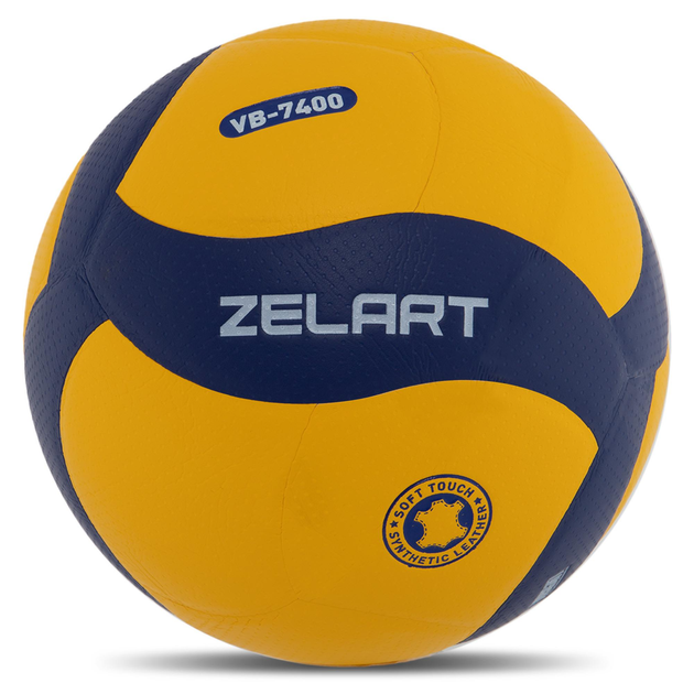 Мяч волейбольный полиуретан ZELART VB-7400 желто-синий №5 PU клееный ...