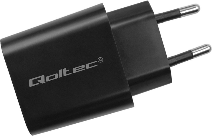 Мережевий зарядний пристрій Qoltec GaN Power Pro Charger USB-C USB-A 30W 5-20V 1.5-3A Black - зображення 2