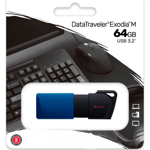 USB Флешка Flash Card DataTraveler Exodia M 64GB Черно-Голубая - изображение 2