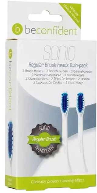 Насадки для електричної зубної щітки Beconfident Sonic Regular Brush Heads White 2 шт (7350064168332) - зображення 1