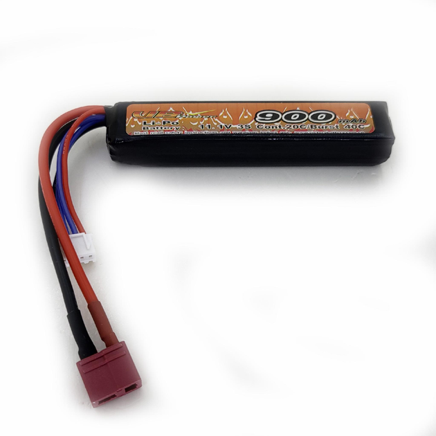 Аккумулятор LiPo 11.1V 900mah - stick 20-40C моноблок Т-коннектор (VBPower) (для страйкбола) - изображение 1