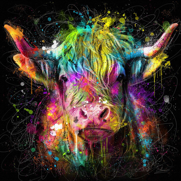 Картина на холсте Животные, абстракция, зубр, искусство, цвет, акварель ...