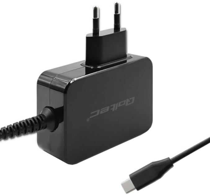 Мережевий зарядний пристрій Qoltec GaN Power Pro Charger USB-C 45W 5-20V 2.25-3A Black - зображення 2