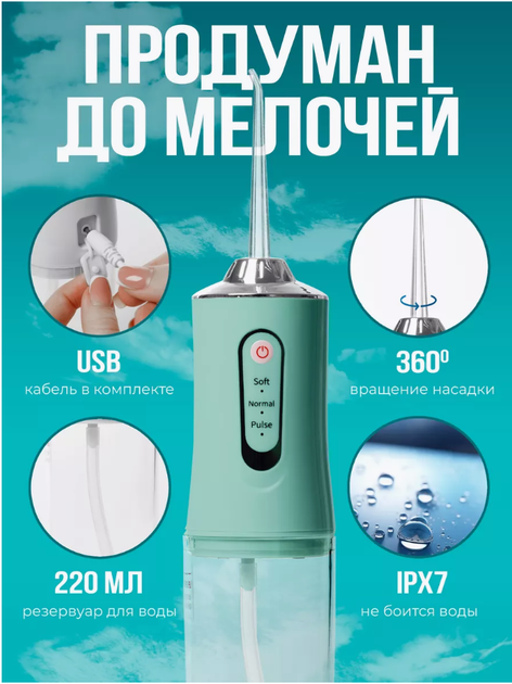 Побутовий іригатор для ротової порожнини 230 мл Portable Oral Irrigator / Портативний іригатор для зубів - зображення 5