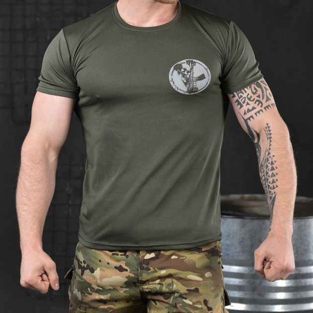 Потовідвідна чоловіча футболка Odin coolmax з принтом "Dzen" олива розмір M - зображення 1