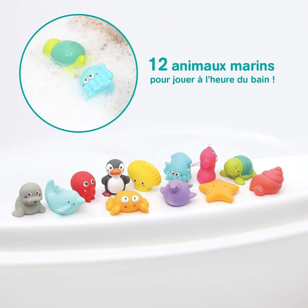 Набір іграшок для купання Ludi Bath Animals 12 шт (3550839921740) - зображення 2