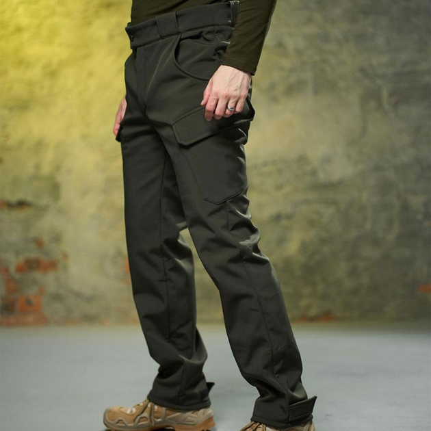 Утепленные мужские брюки Intruder Peak Softshell с 6-ю карманами / Плотные Брюки на флисе хаки размер XXL - изображение 2