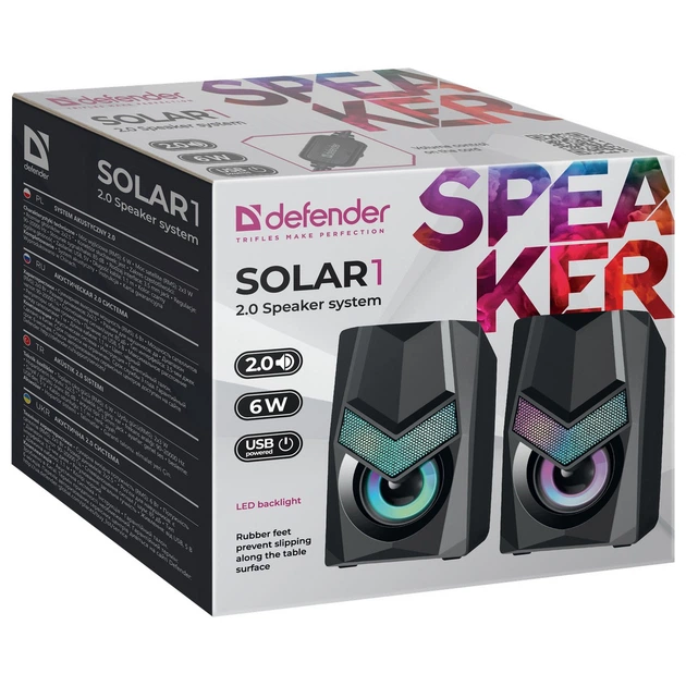 Акустическая система 2.0 Defender Solar 1 6Вт RGB USB - Фото 4 Акустическая система 2.0 Defender Solar 1 6Вт RGB USB - изображение 4