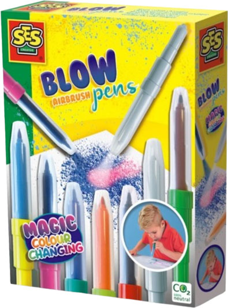 Dmuchane flamastry SES Creative Blow Pens Airbrush Magic Colours (8710341002831) - obraz 1