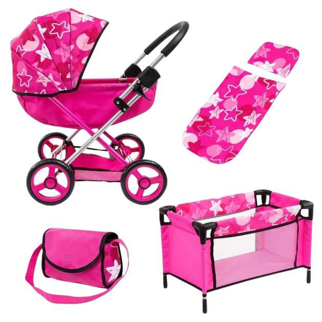 Wózek dla lalki Bayer Cosy z akcesoriami Różowa 46 cm (4003336413656) - obraz 3