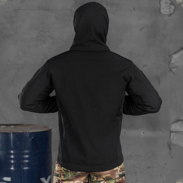 Демісезонна чоловіча Куртка з капюшоном Softshell на флісі чорна розмір XXL - зображення 2