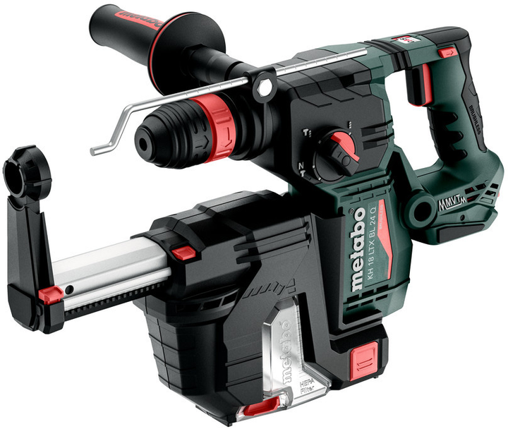 Аккумуляторный бесщеточный перфоратор Metabo KH 18 LTX BL 24 Q Set ISA 18 В + metaBOX 185 XL + устройство удаления пыли и сменный патрон Metabo-Quick (601714900) - изображение 1