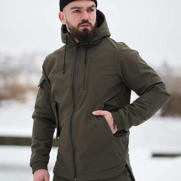 Мужская демисезонная Куртка Intruder SoftShell с капюшоном хаки размер XL - изображение 1