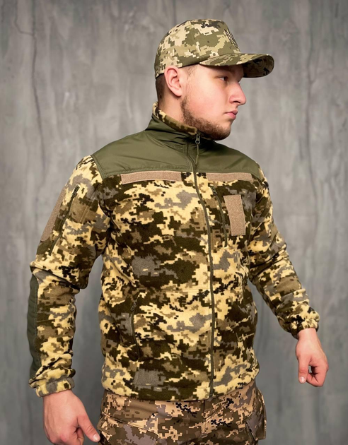 Тактична флісова кофта зі вставками Softshell, кофта для військових фліска Піксель 55 - изображение 1