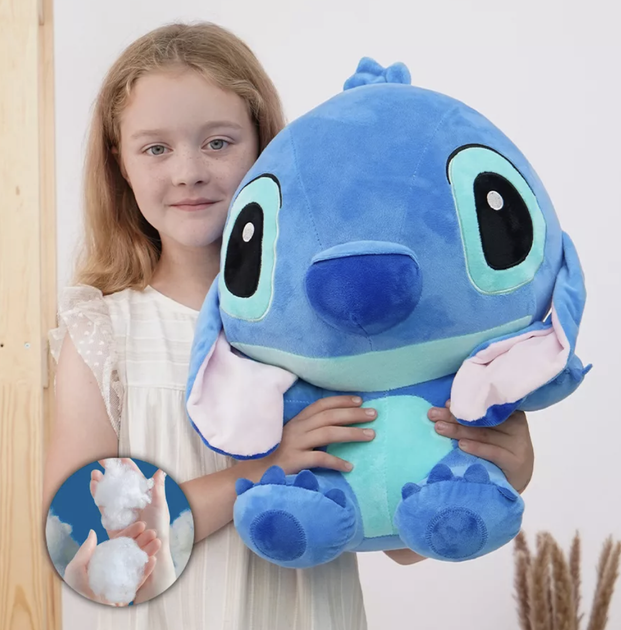 Игрушка мягкая плюшевая Стич 45 см голубого цвета из мультфильма Лило и Стич - изображение 2