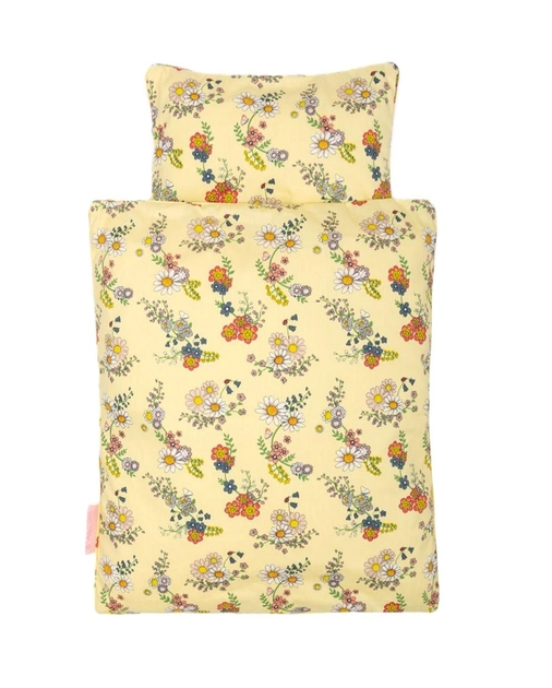 Pościel do łóżeczka dla lalek Smallstuff Kwiatowy ogród Żółty 30 cm (5712352086162) - obraz 1