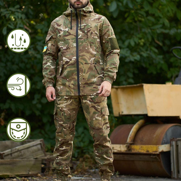 Легкий мужской Костюм Куртка с капюшоном + Брюки / Полевая Форма Intruder Terra рип-стоп мультикам размер 3XL - изображение 1